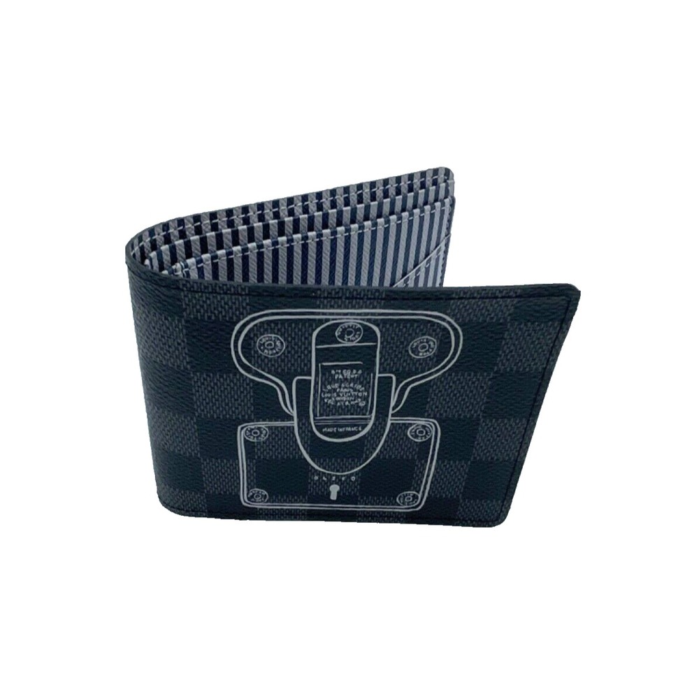 LOUIS VUITTON ~ Damier Grafitte Portefeuille Men's Bi-fold Wallet Black  N63183 - Picture 5 of 9
